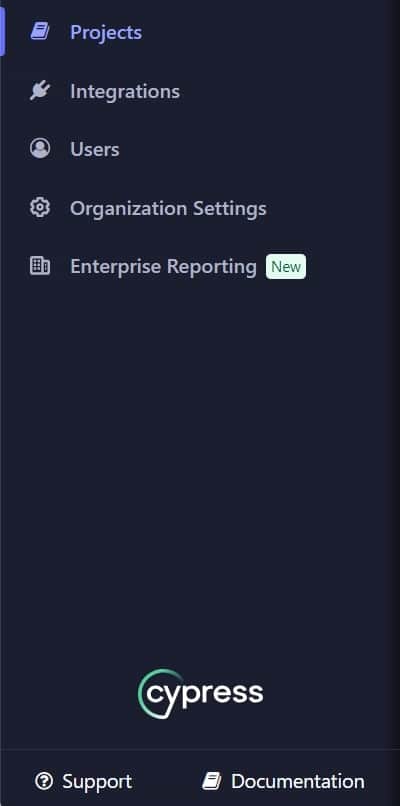 Cypress Enterprise reporting in the cloud menu