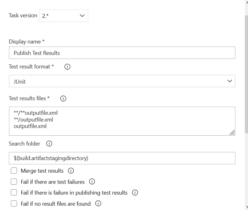 publish results after running the tests in the pipeline