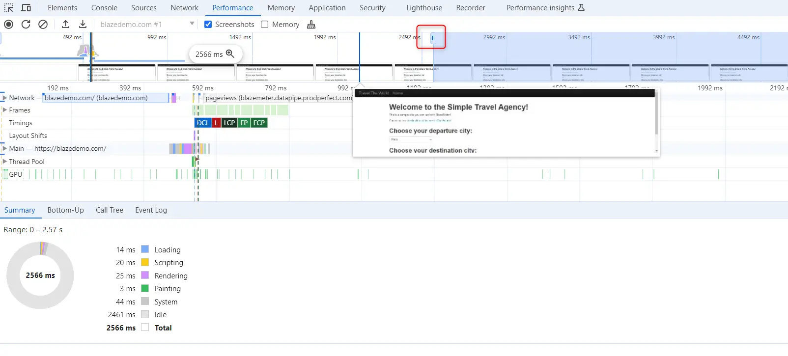 recording performance panel dev tools