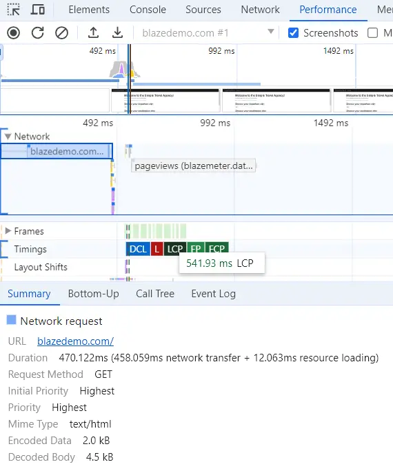 network performance panel 