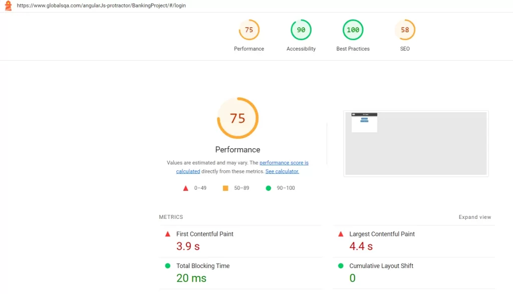 google lighthouse with cypress