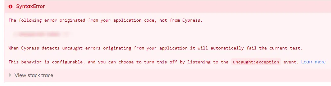 cypress handling exceptions