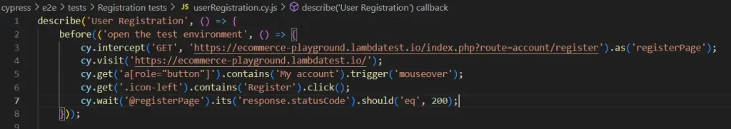 cypress user registration testing