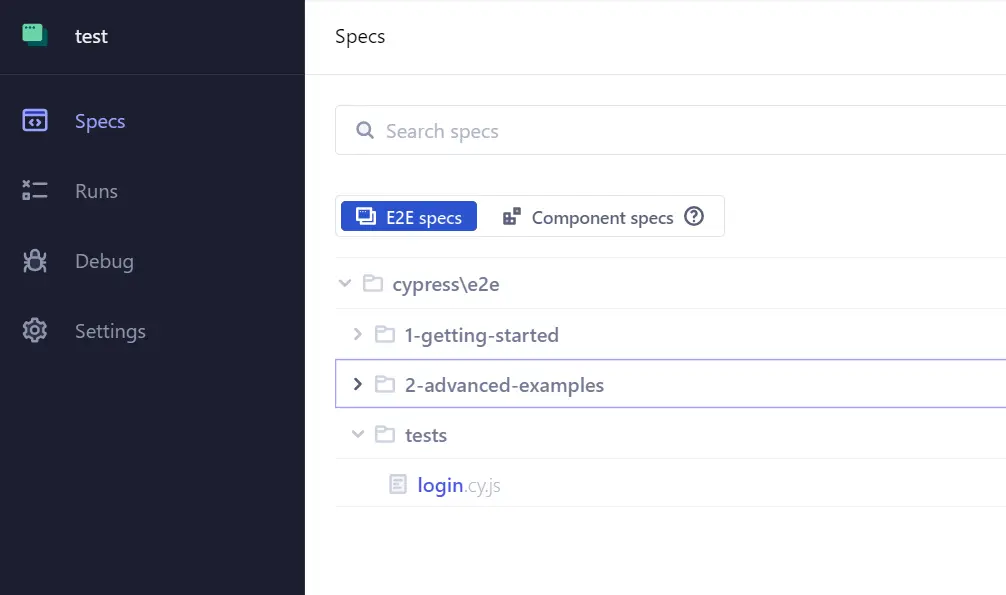 cypress running tests